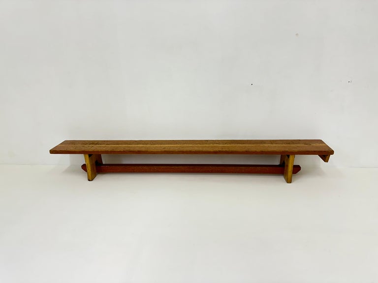 Vintage wooden school bench , 1970's For Sale at 1stDibs