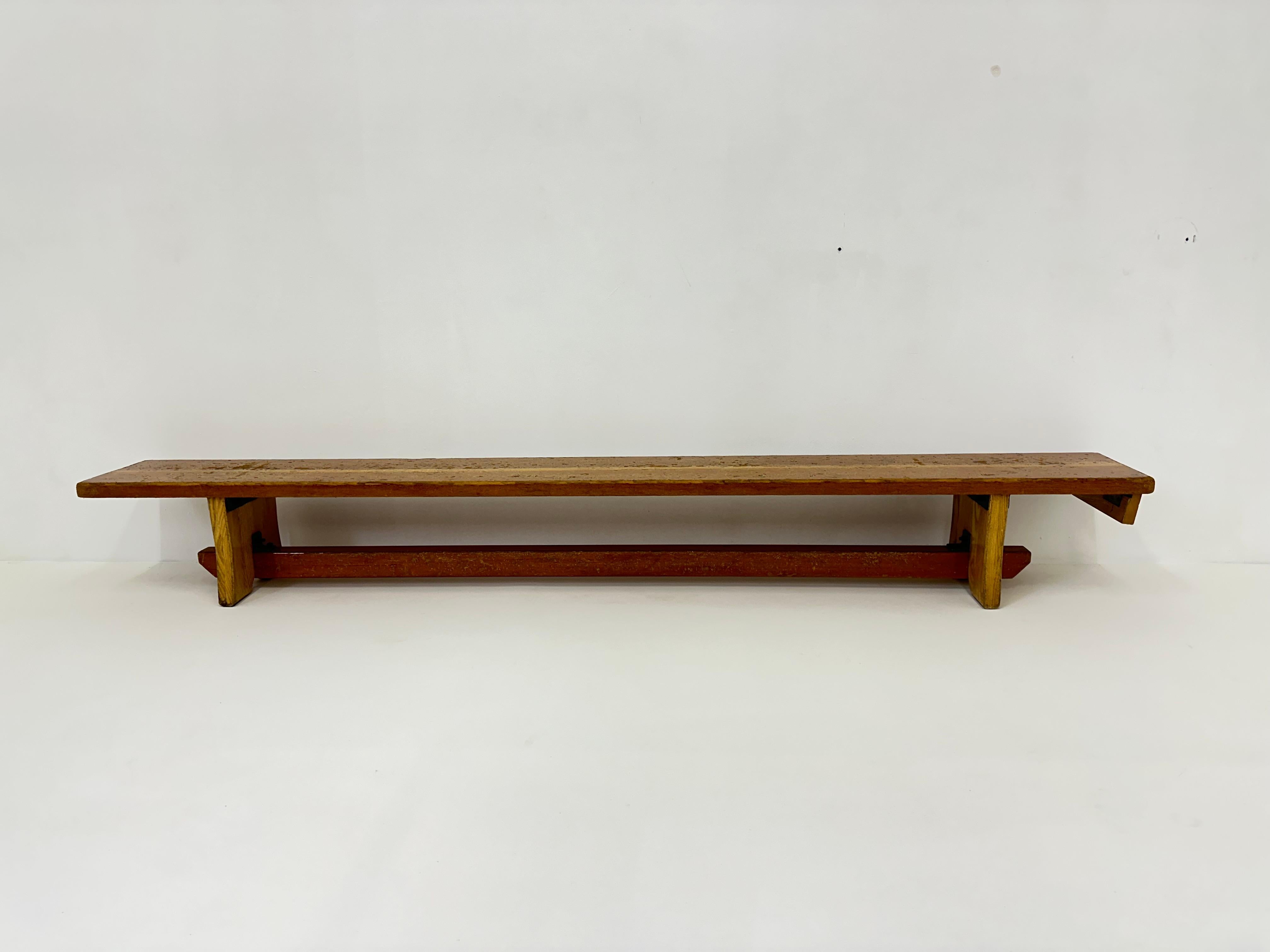 Olandese Banco scolastico in legno vintage, anni '70 in vendita