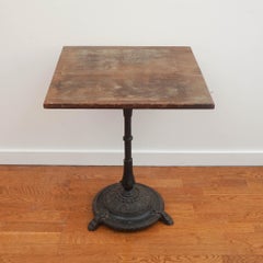Vintage Wooden Side Table with Iron Base