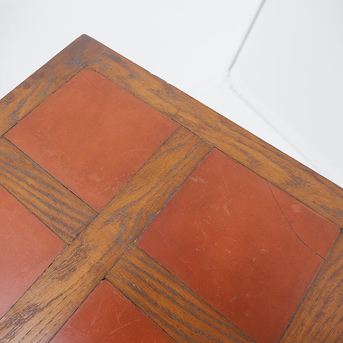 Vintage Wooden side table with terracotta tile top - 1960s For Sale 8