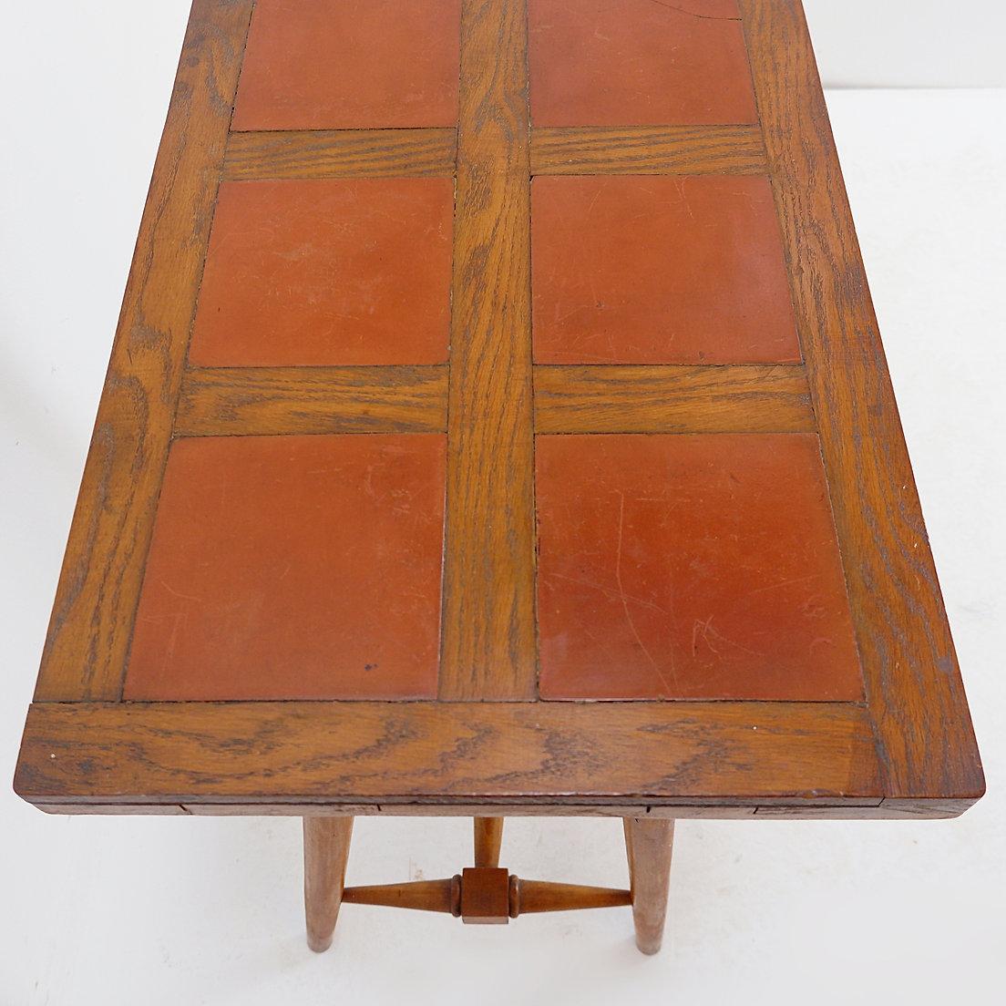 Vintage Wooden side table with terracotta tile top - 1960s For Sale 2