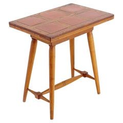 Vintage Wooden side table with terracotta tile top - 1960s
