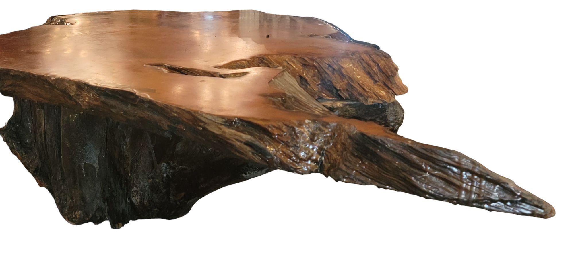 American Vintage Wooden Slab Tree Trunk Coffee Table