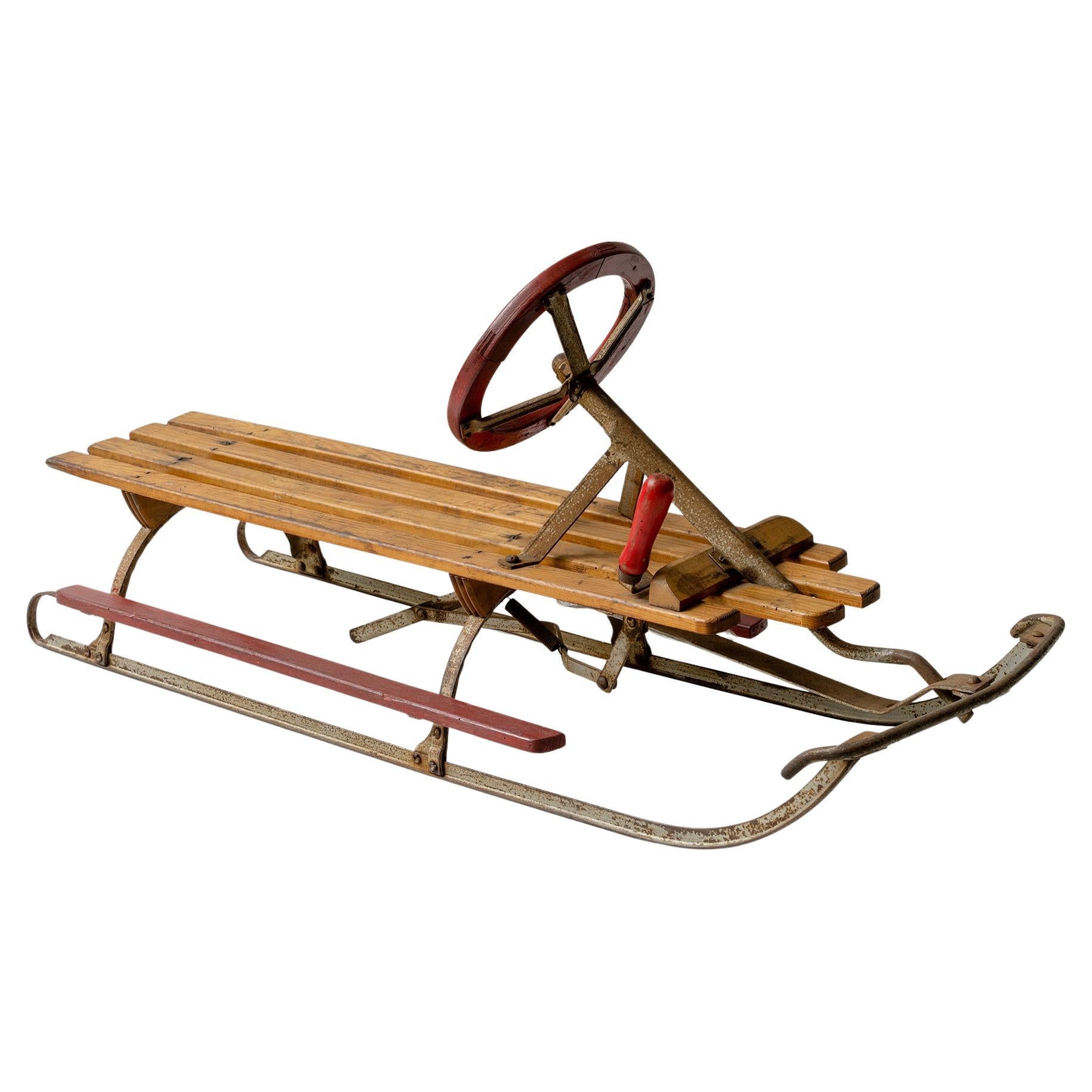 Vintage Wooden Sled For Sale