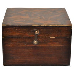 Antique Wooden Small Tea Caddy Whatnot Trinket Desk Box