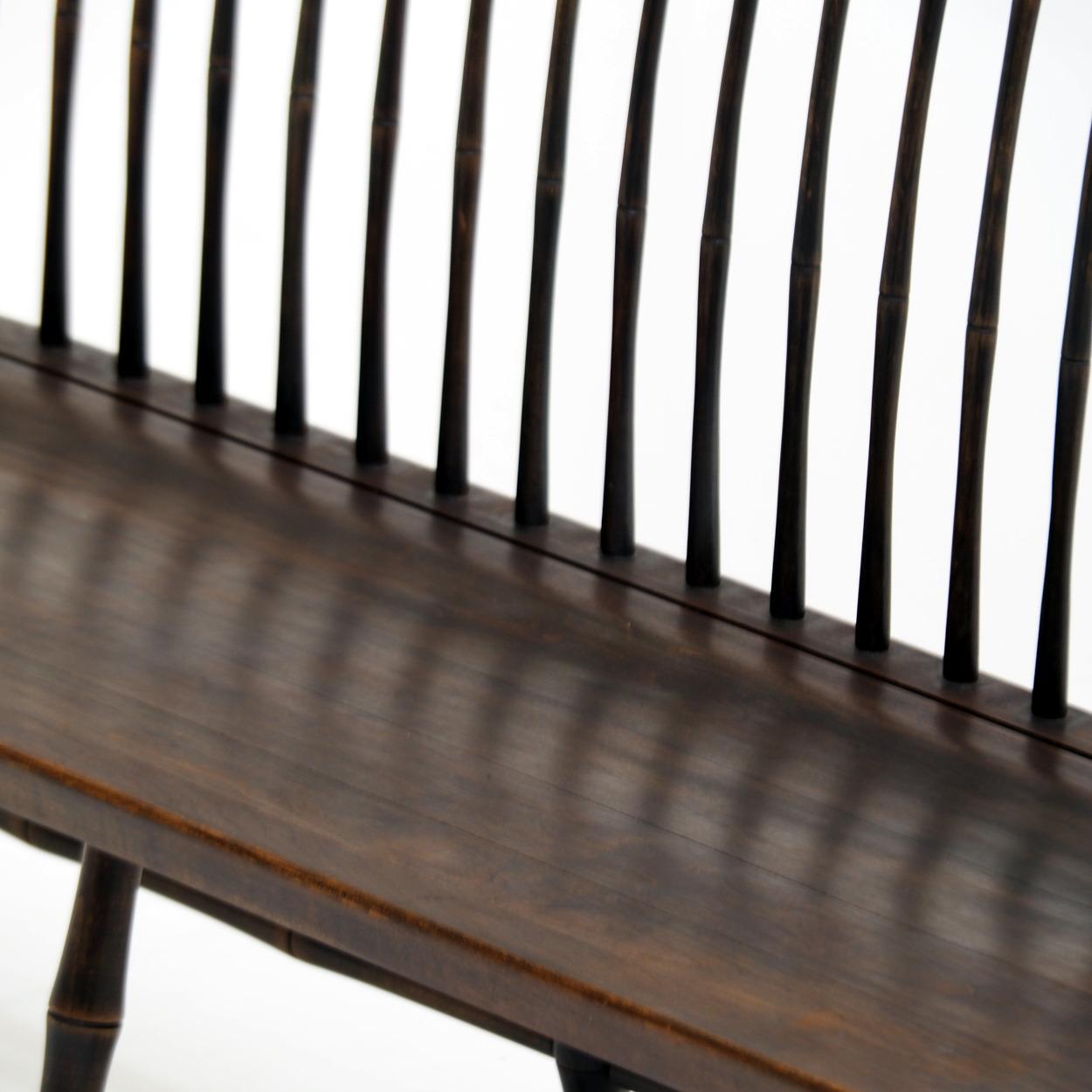 Vintage Wooden Spindle Back Settee in Faux Bamboo For Sale 3