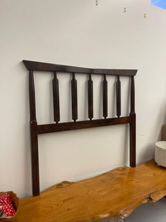 Vintage Wooden Spindle Twin Headboard With Metal Frame.