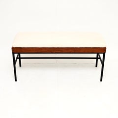 Vintage Wooden Steel Bench / Stool in Boucle