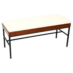 Vintage Wooden Steel Bench / Stool in Boucle