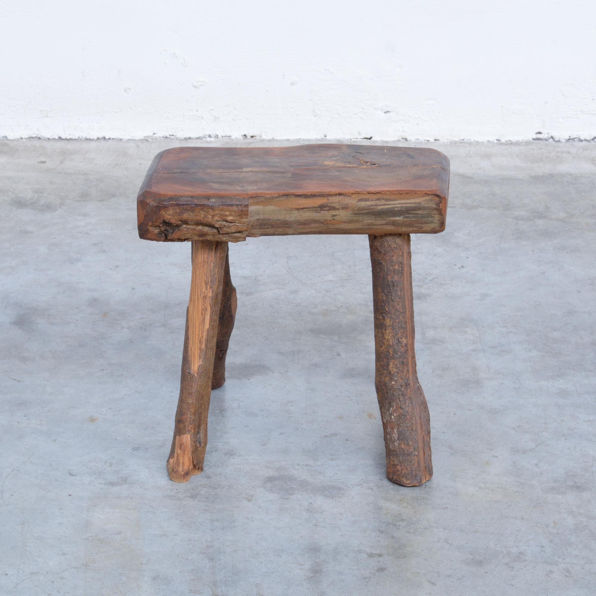 This vintage wooden stool is completely made of wood. It was traditionally made by Mobichalet in the 1950s.
It is in good authentic condition.
 