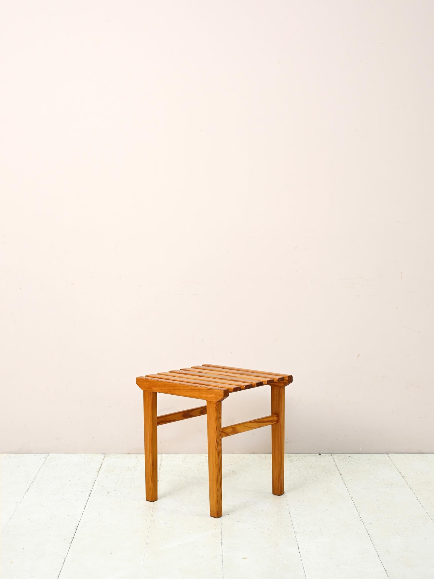 Original Scandinavian stool made of pine wood.

A simple and versatile piece of furniture with a modern flavor. It can be used as a seat or as a plant riser. For the perfect Scandinavian look try adding it to a table with seating of different