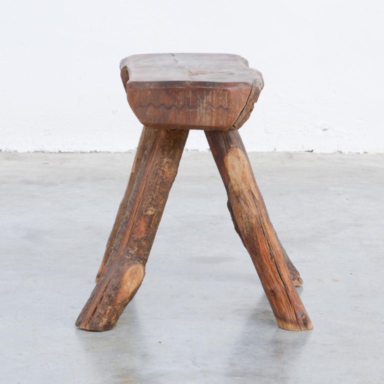 Vintage Wooden Stool at 1stDibs