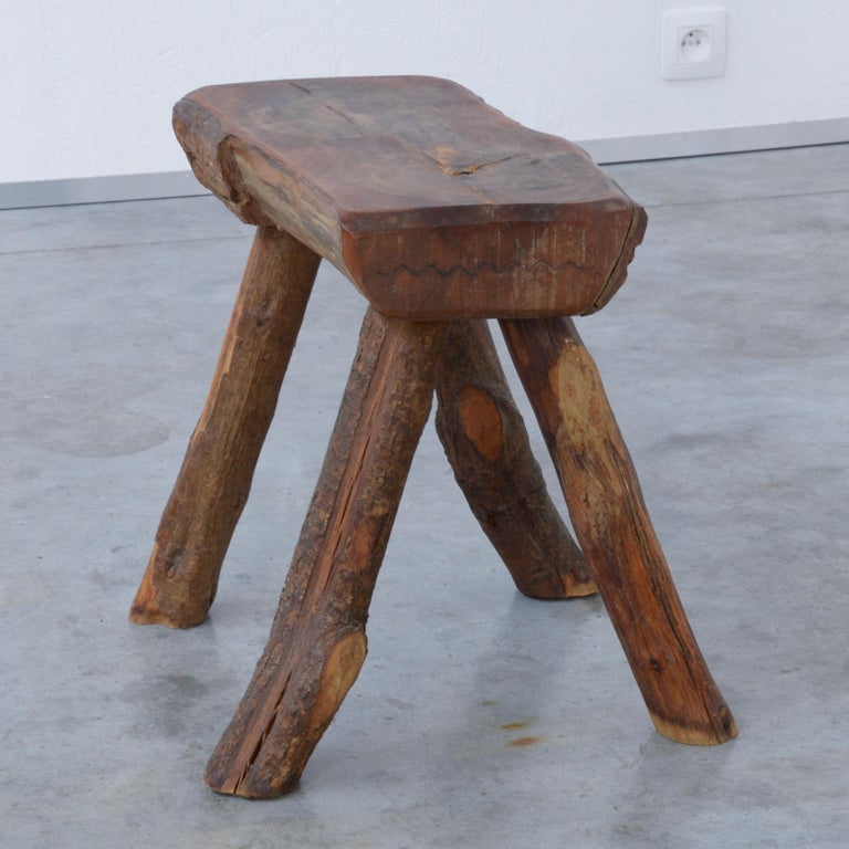 Vintage Wooden Stool at 1stDibs