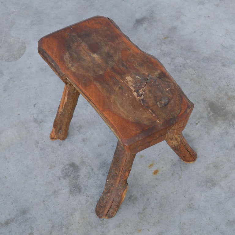 Vintage Wooden Stool at 1stDibs
