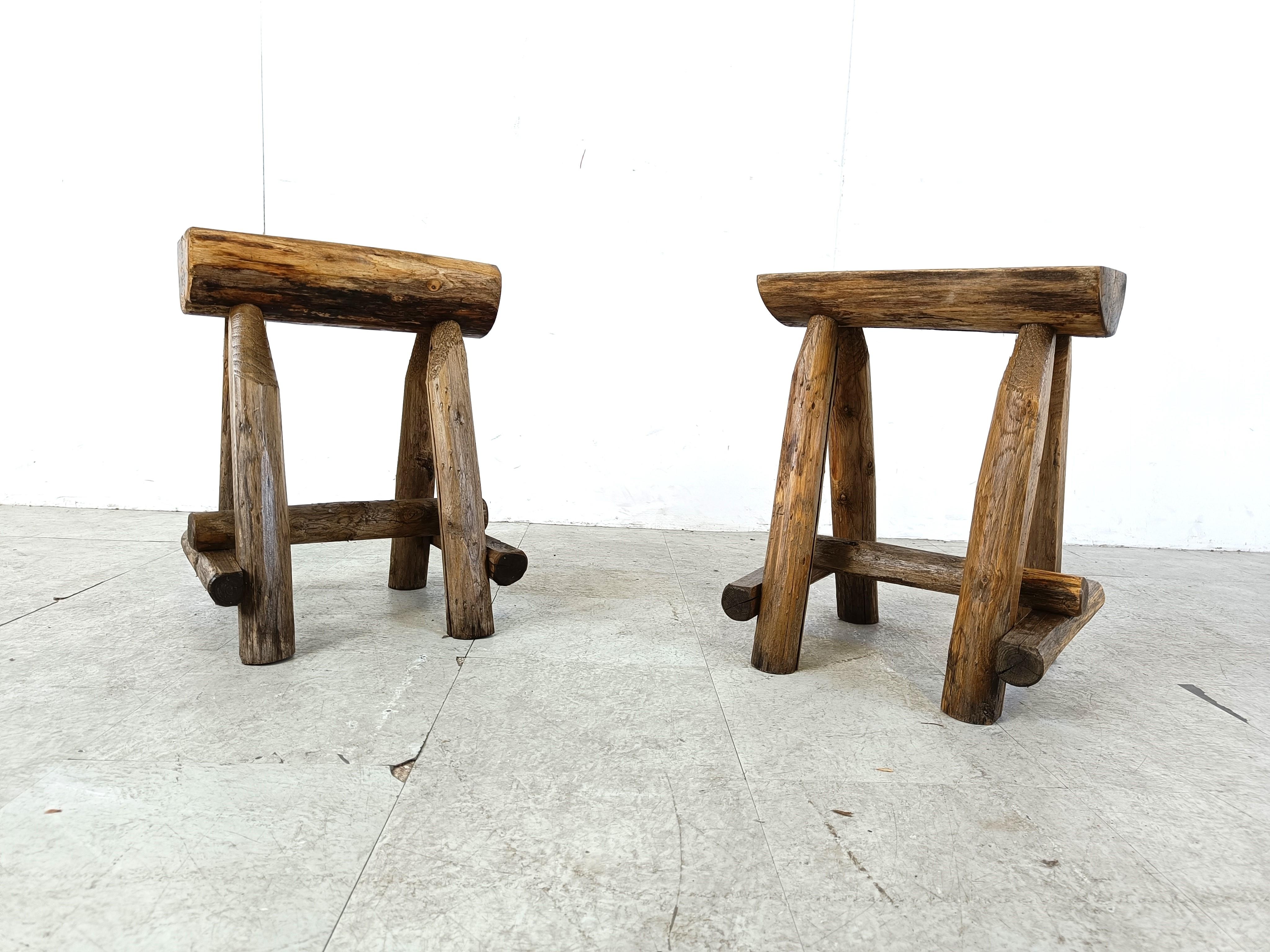 Vintage wooden stools, 1970s  For Sale 3