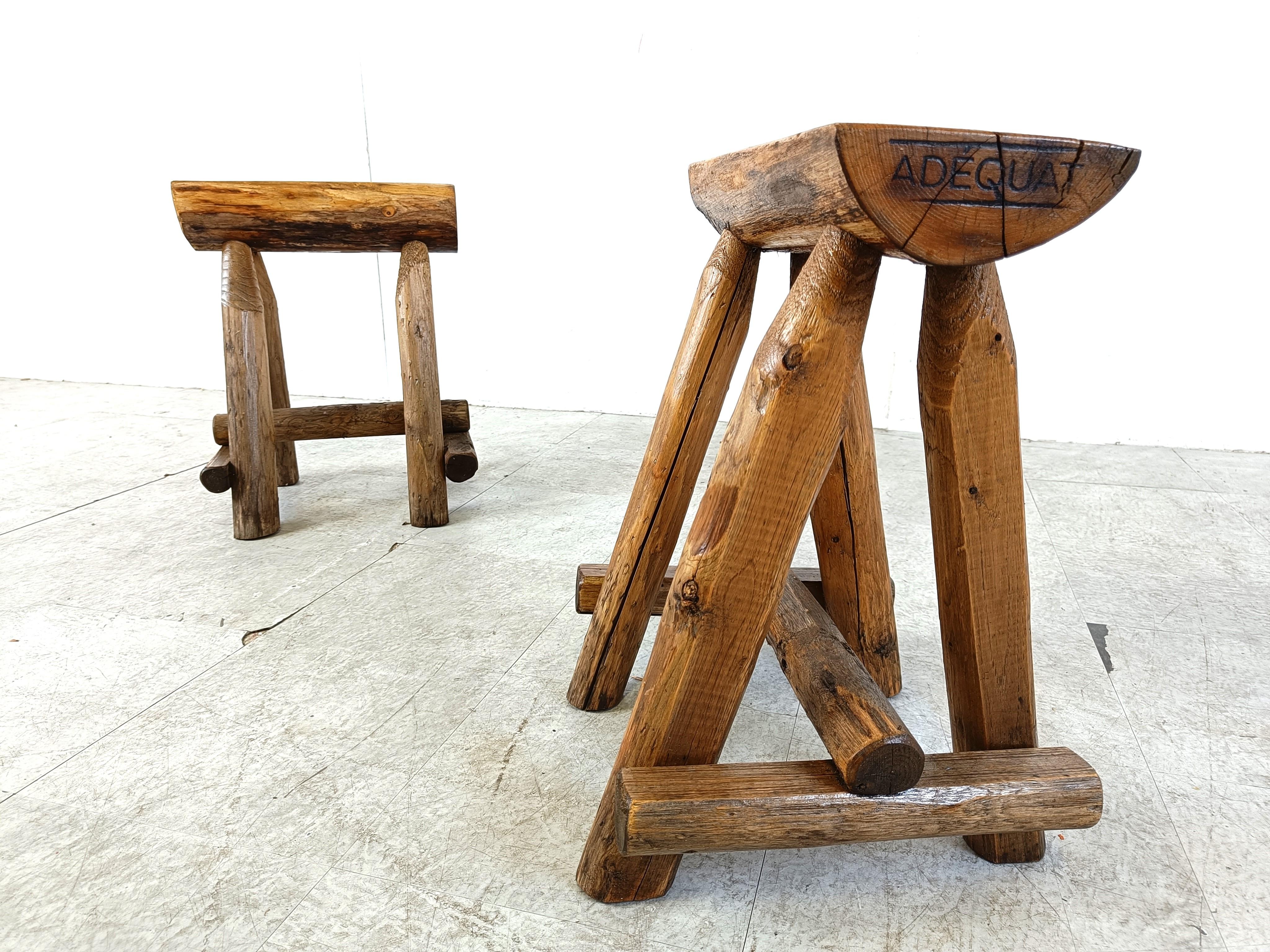 Vintage wooden stools, 1970s  For Sale 4