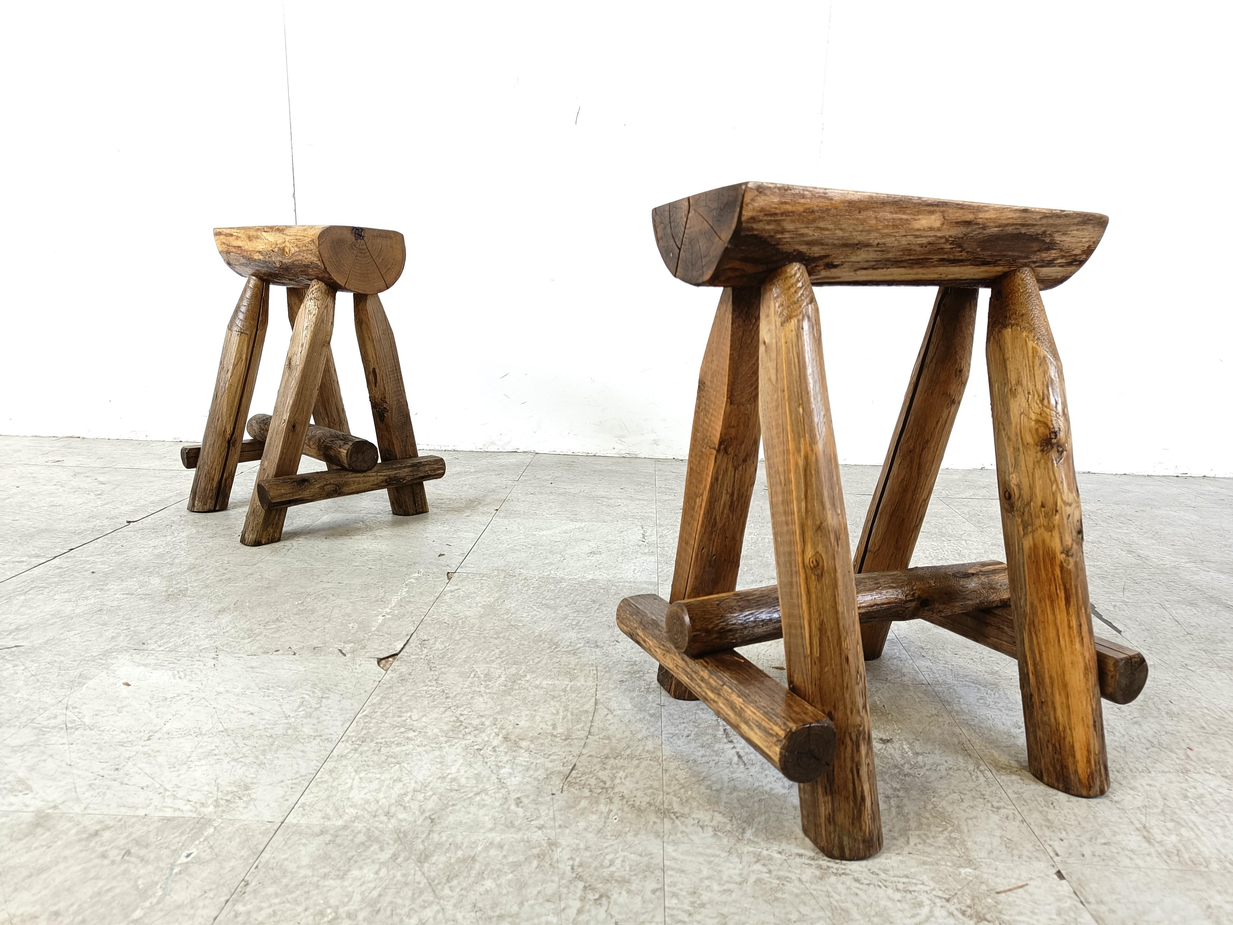 Vintage wooden stools, 1970s  For Sale 6