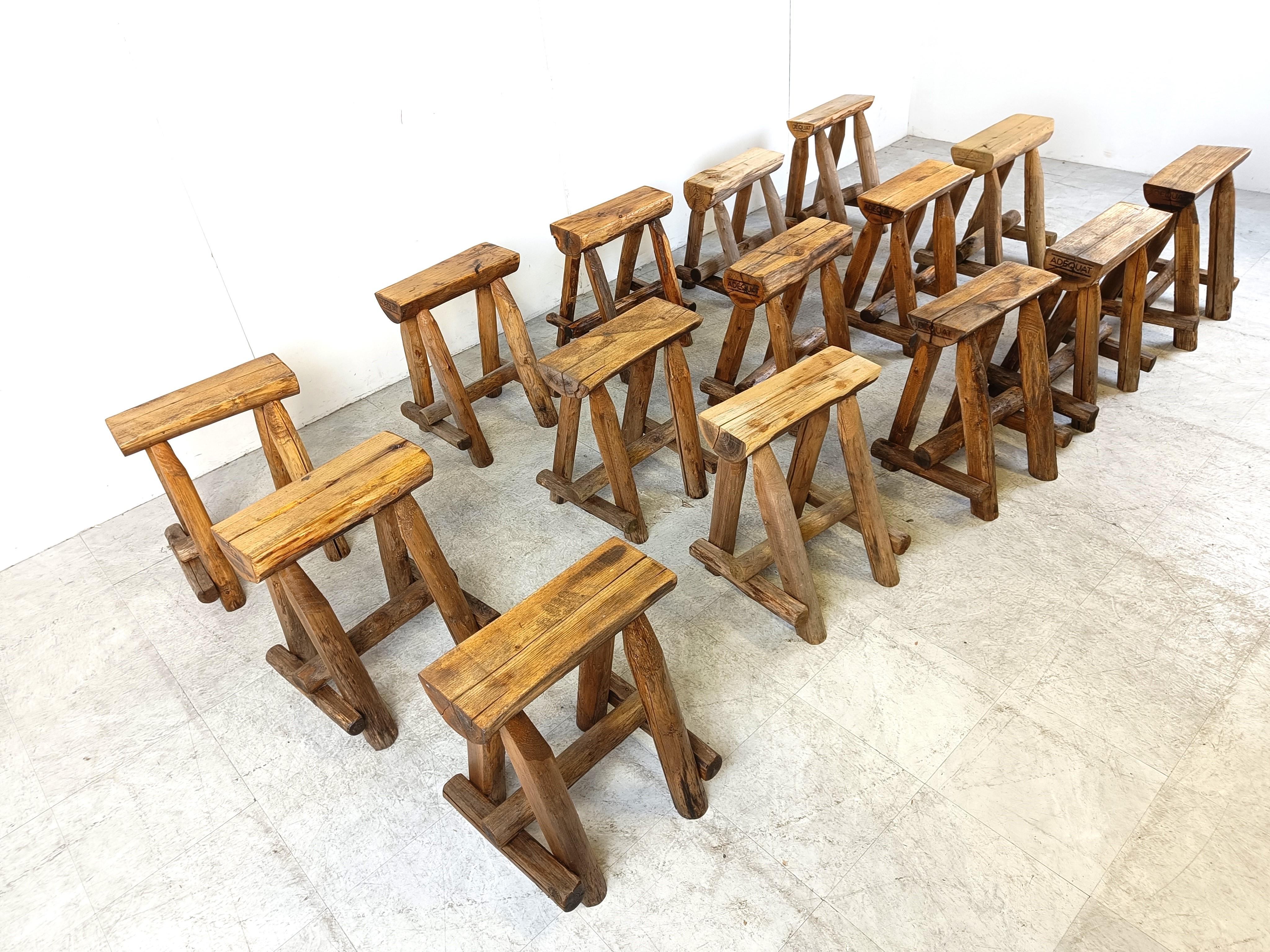Vintage wooden stools, 1970s  In Good Condition For Sale In HEVERLEE, BE