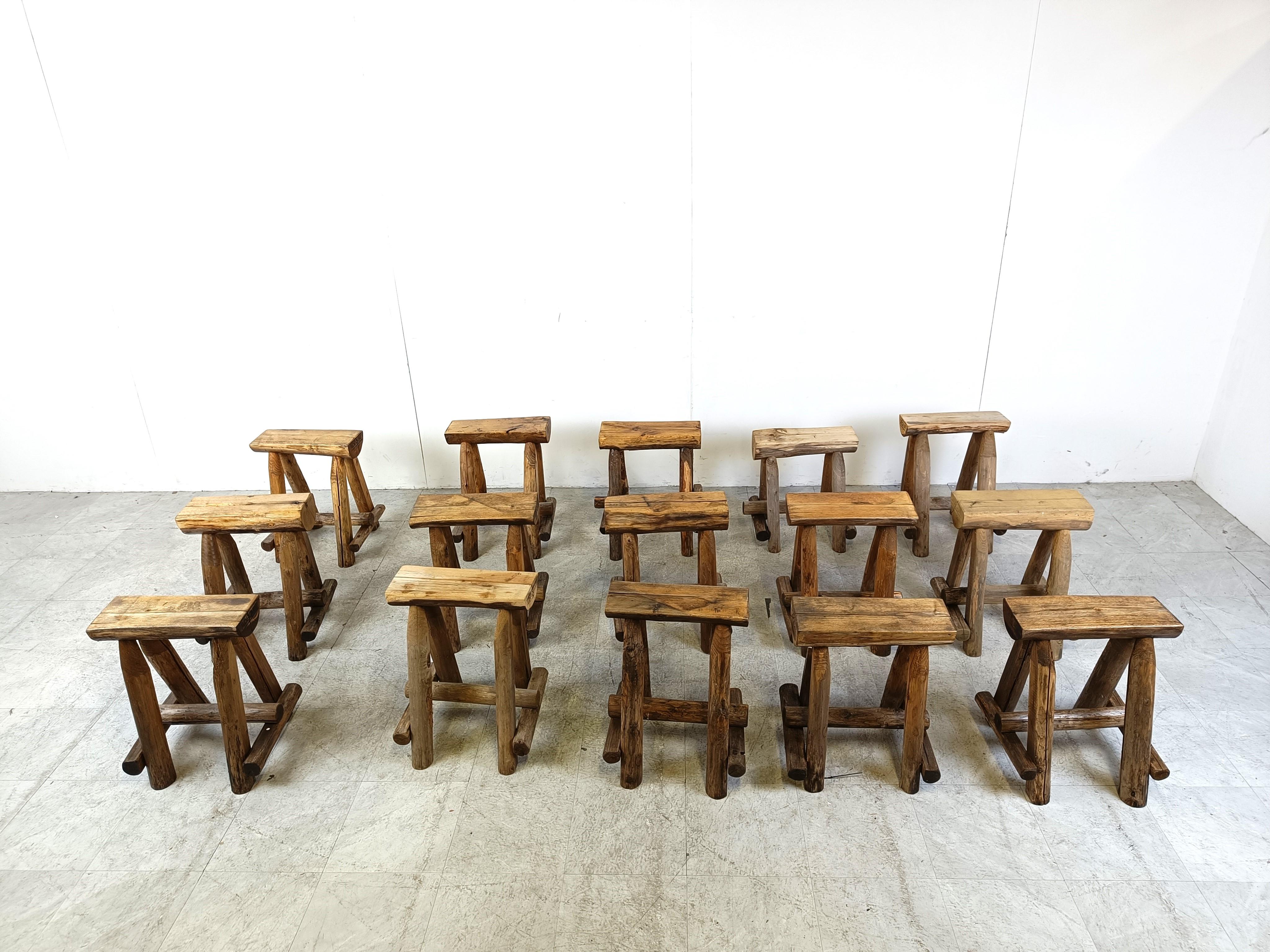 Late 20th Century Vintage wooden stools, 1970s  For Sale
