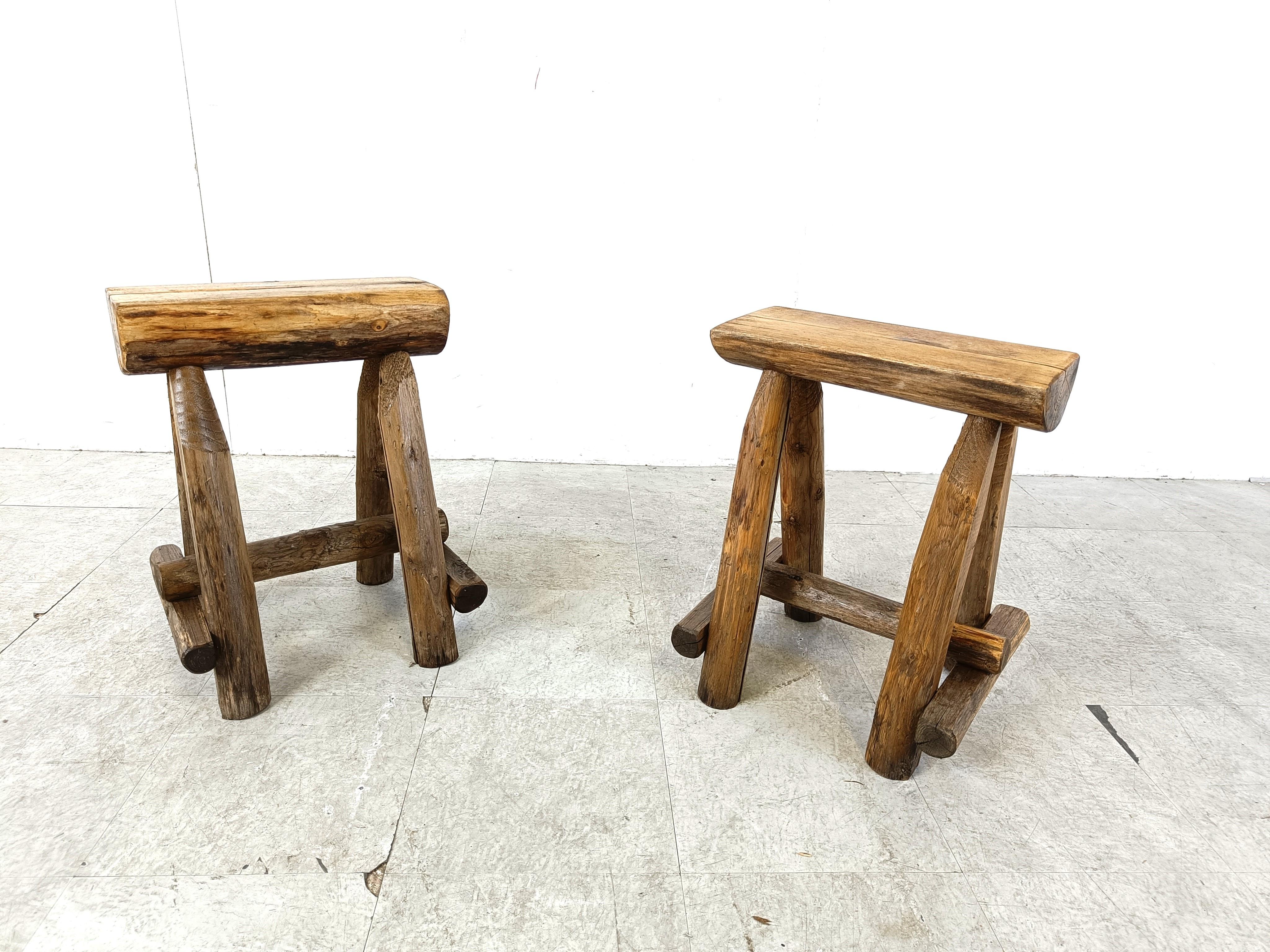 Vintage wooden stools, 1970s  For Sale 2