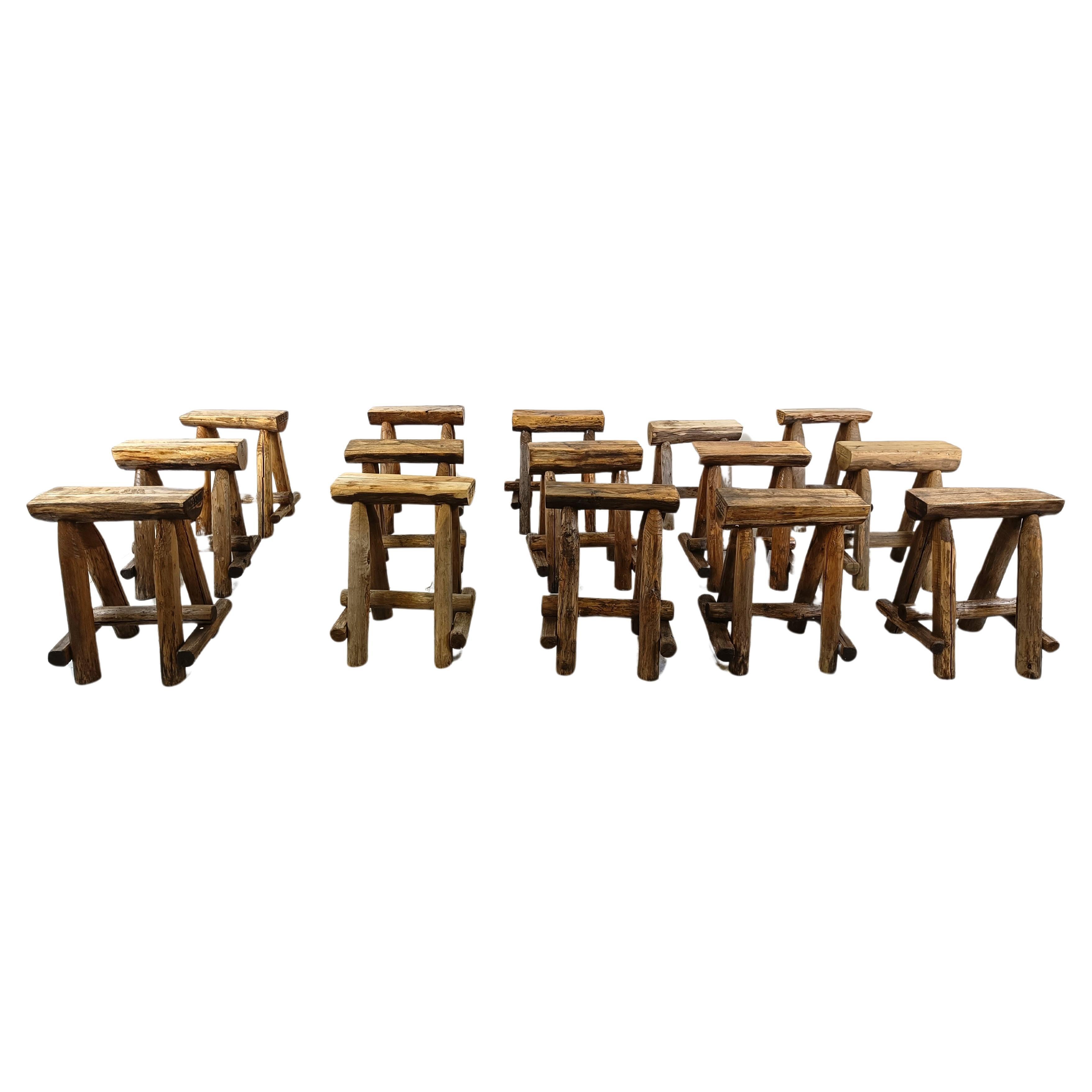 Vintage wooden stools, 1970s  For Sale