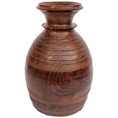 Vintage Wooden Storage Pot from West Nepal, Mid-20th Century