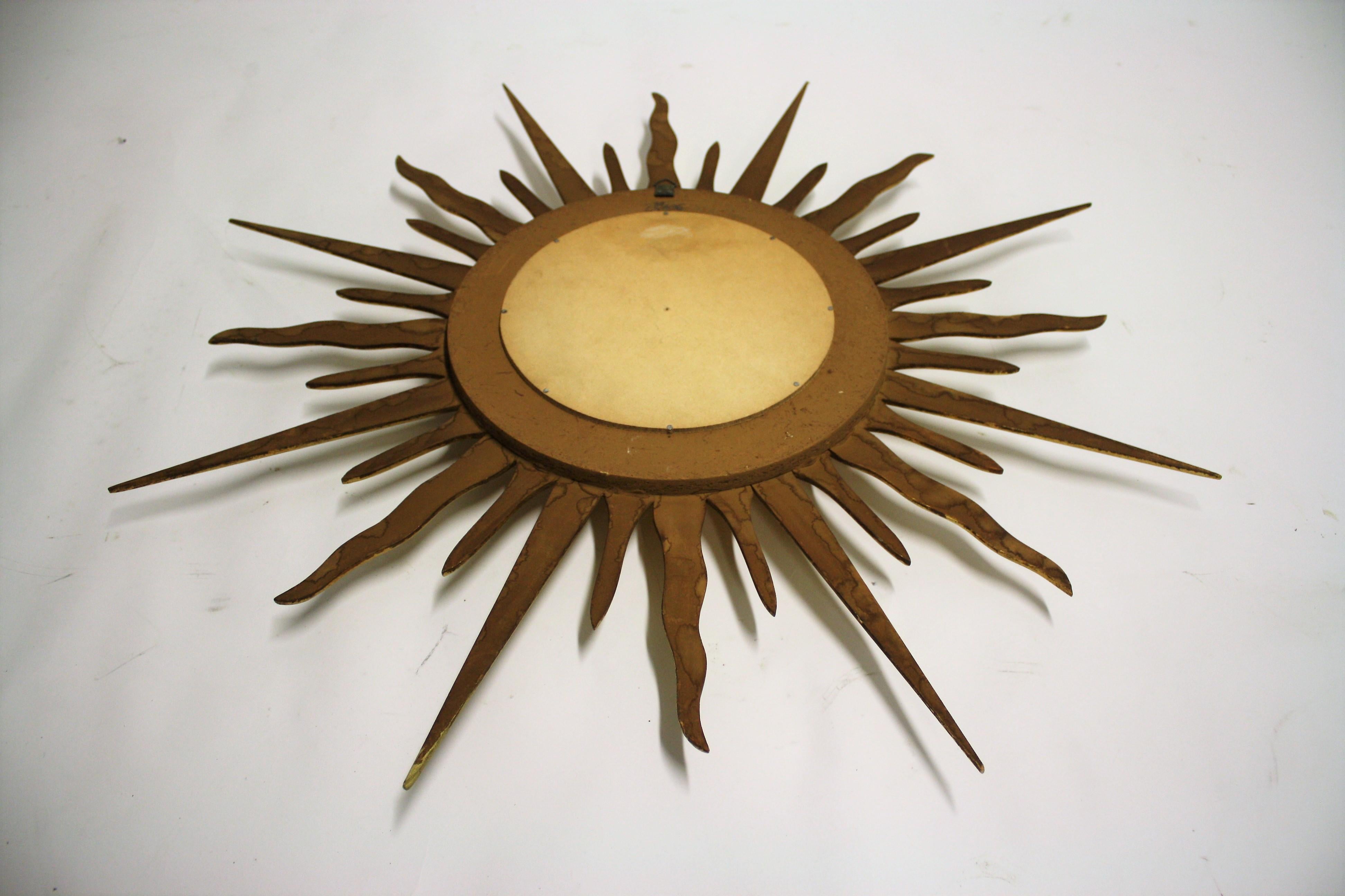 Gilt Vintage Wooden Sunburst Mirror, 1960s