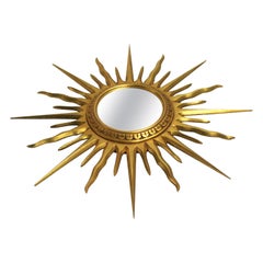 Vintage Wooden Sunburst Mirror, 1960s