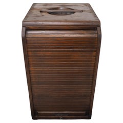 Vintage Wooden Tambour Suitcase, Cabinet, Early 20th Century