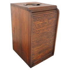 Vintage Wooden Tambour Suitcase, Cabinet, Early 20th Century