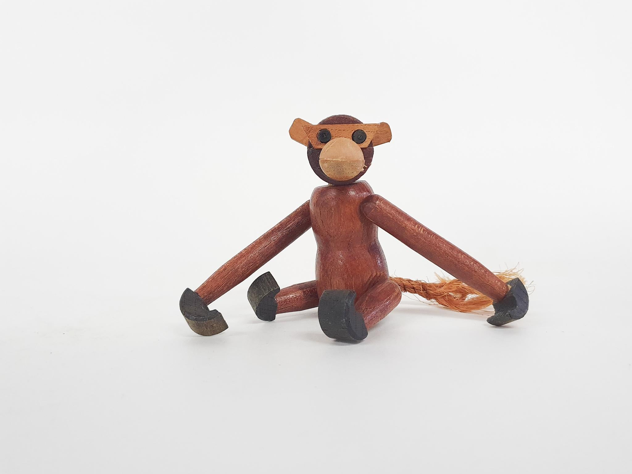 Teak Vintage Wooden Toy Monkey in the Style of Kay Bojesen, Denmark, 1960's