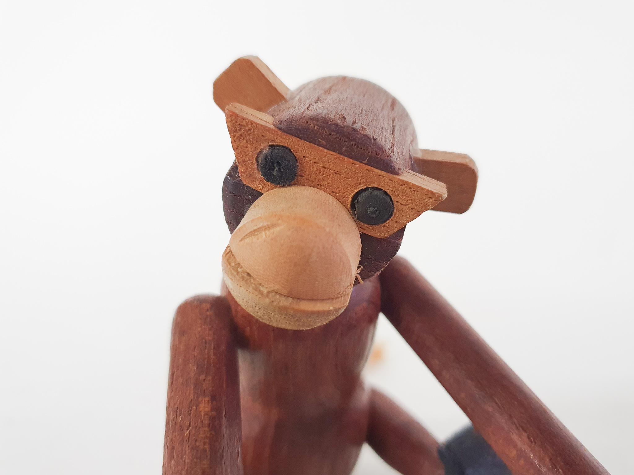 Danish Vintage Wooden Toy Monkey in the Style of Kay Bojesen, Denmark, 1960's