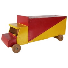 Vieux camion de jouets en bois dans le style de Ko Verzuu pour ADO, Pays-Bas, 1950