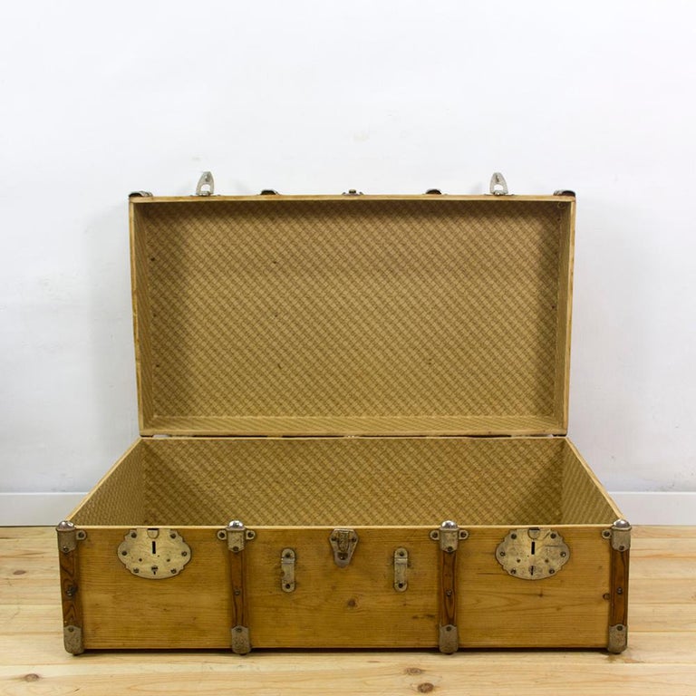 Vintage Wooden Travel Trunk For Sale at 1stDibs
