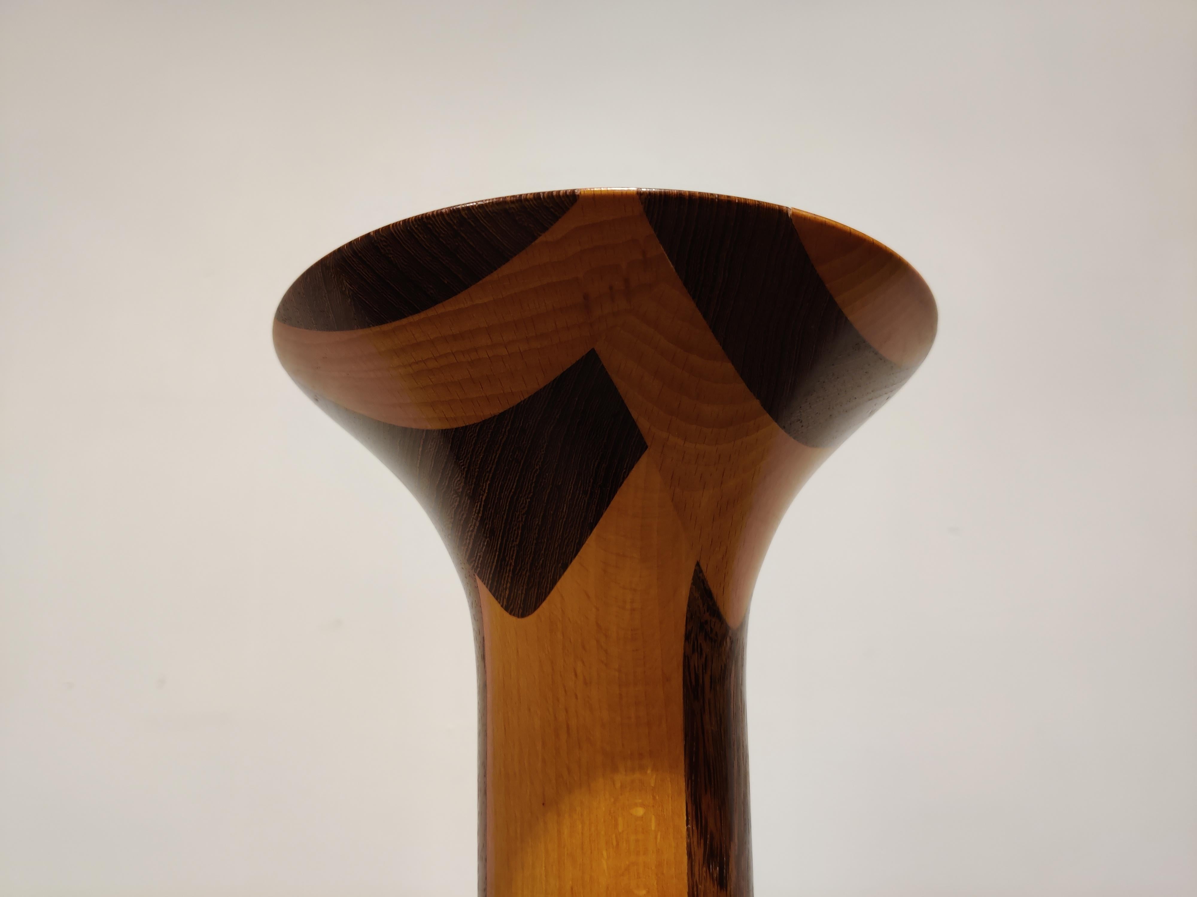 Late 20th Century Vintage Wooden Vase by Decoene, 1970s