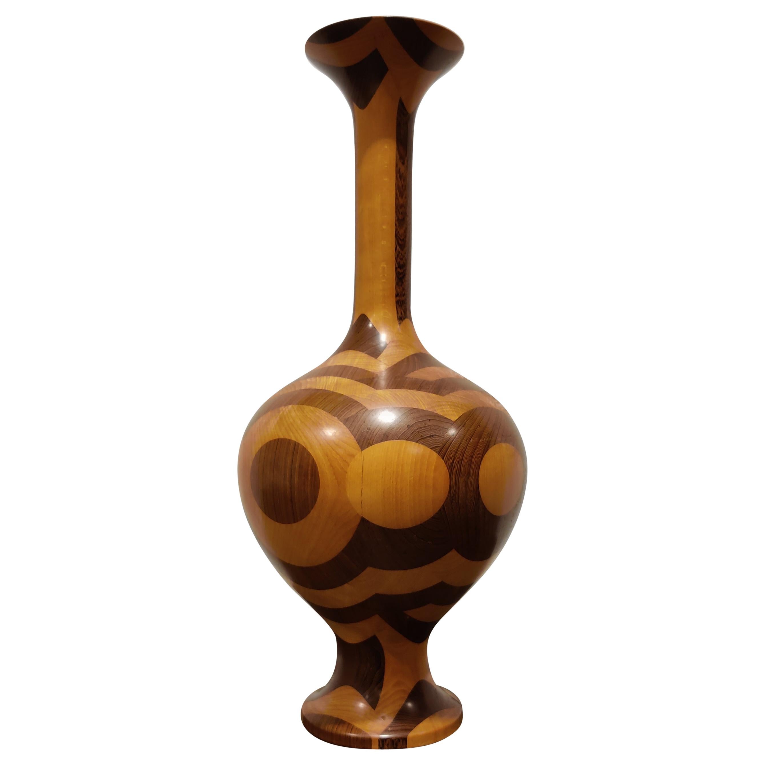 Vintage Wooden Vase by Decoene, 1970s
