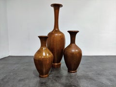 Vintage Wooden Vases by Decoene, Set of 3, 1970s