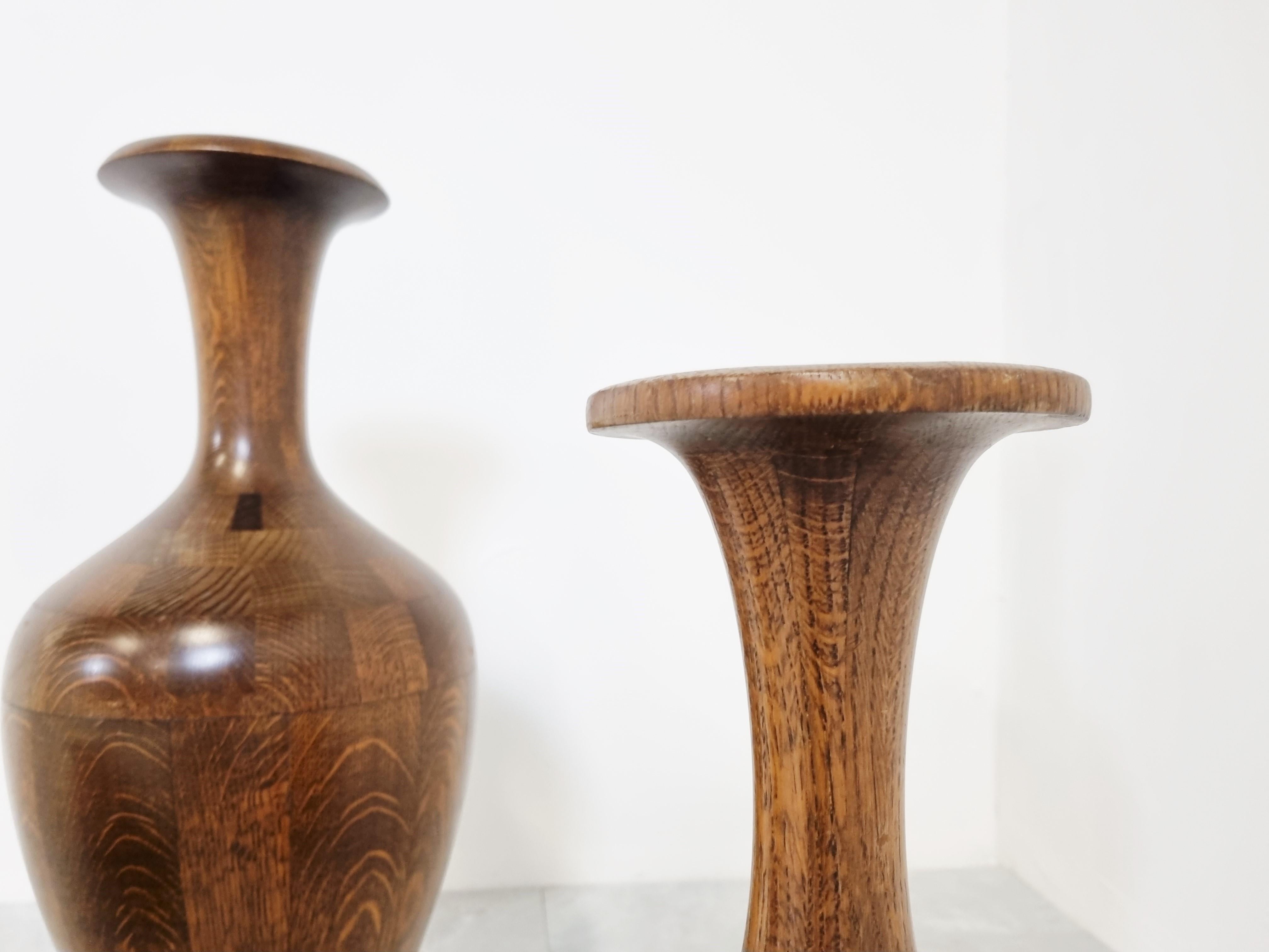 Late 20th Century Vintage Wooden Vases by Maurice Bonami, Set of 3, 1970s For Sale