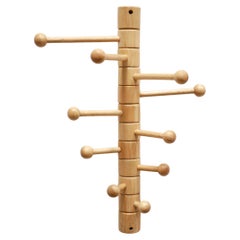 Vintage wooden wall coat rack