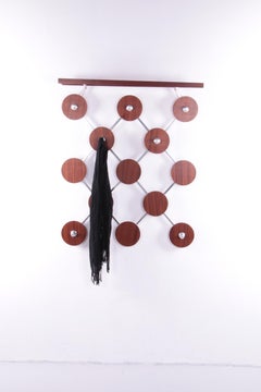 Vintage Wooden Wall Coat Rack with Hat Shelf, 1960s