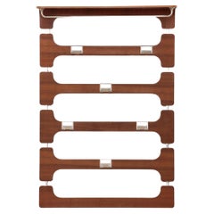Used Wooden Wall Coat Rack with Hat Shelf, 1960s