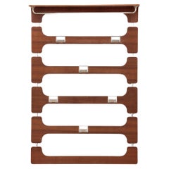 Retro Wooden Wall Coat Rack with Hat Shelf, 1960s