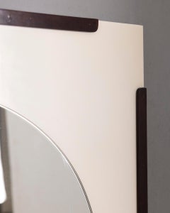 Miroir mural vintage en bois des frères Sbrilli, années 1970