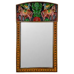 Vintage wooden wall mirror, India mid-20th century