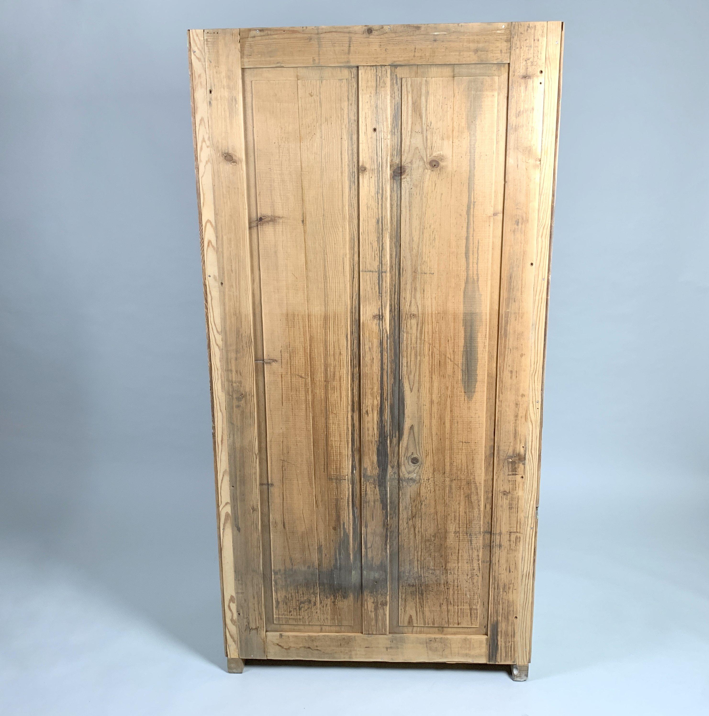 Vintage Industrial Wooden Wardrobe, Original Paint, 1930's For Sale 2