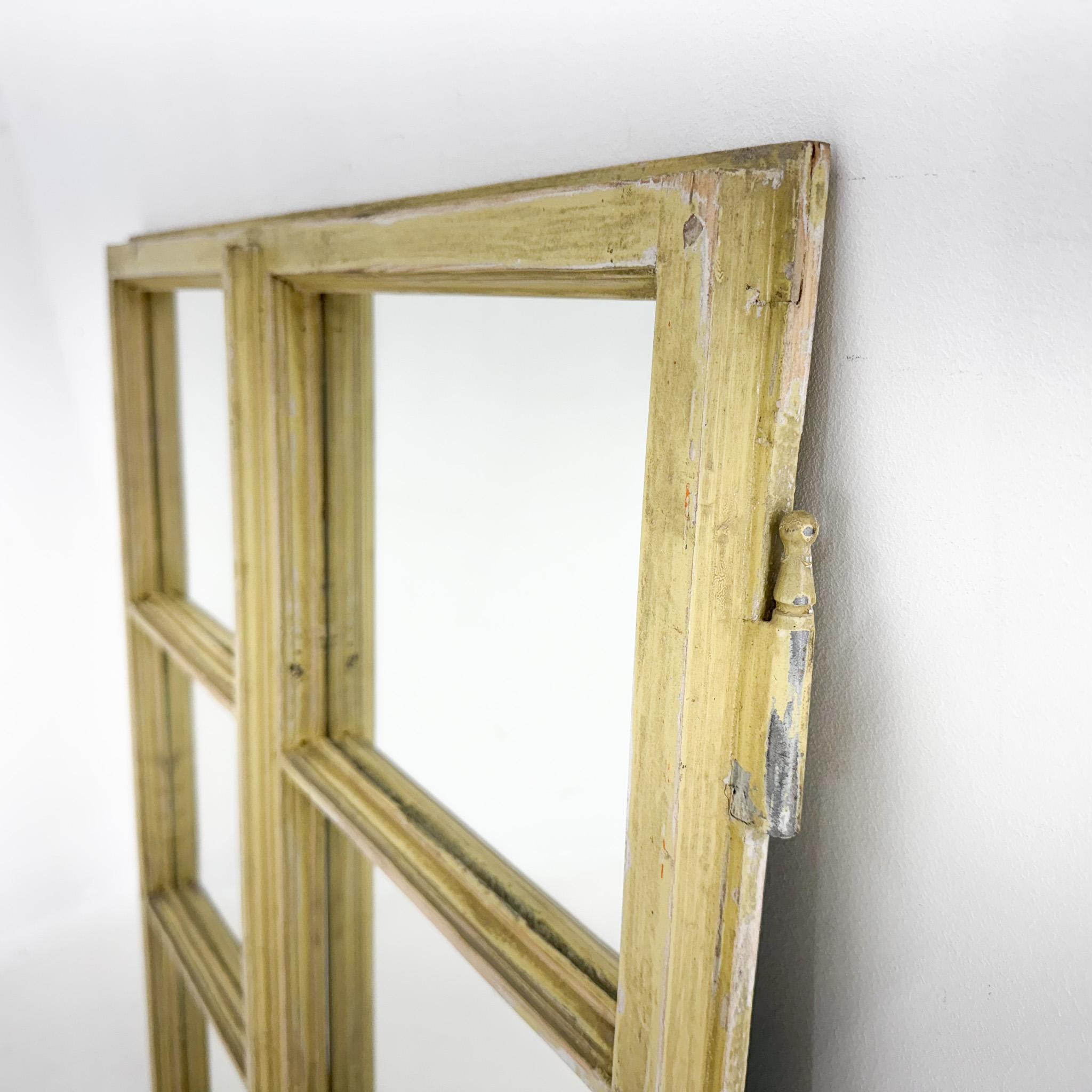 Czech Vintage  Wooden Window Converted to a Mirror For Sale