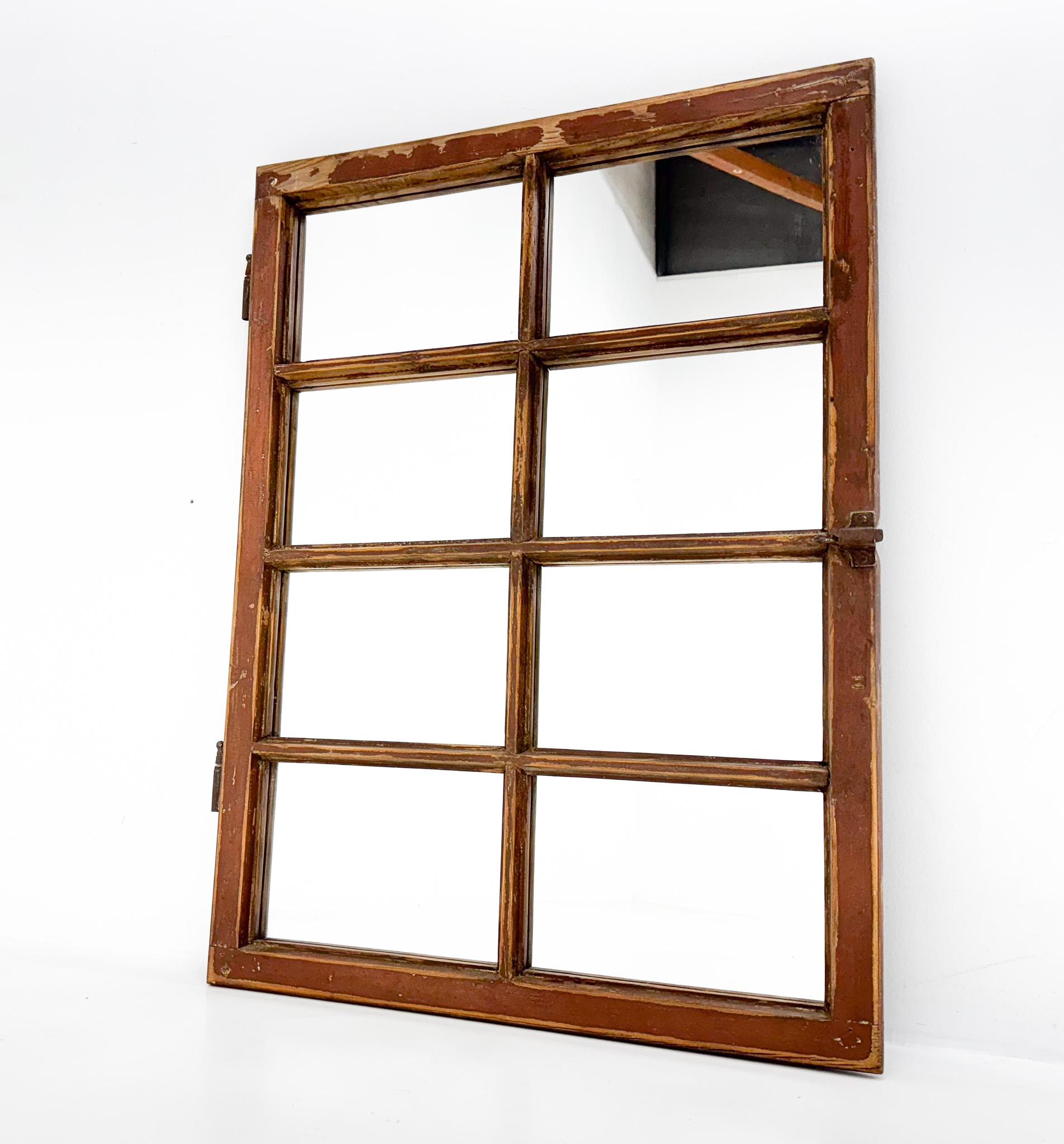 Vintage  Wooden Window Converted to a Mirror In Good Condition For Sale In Praha, CZ