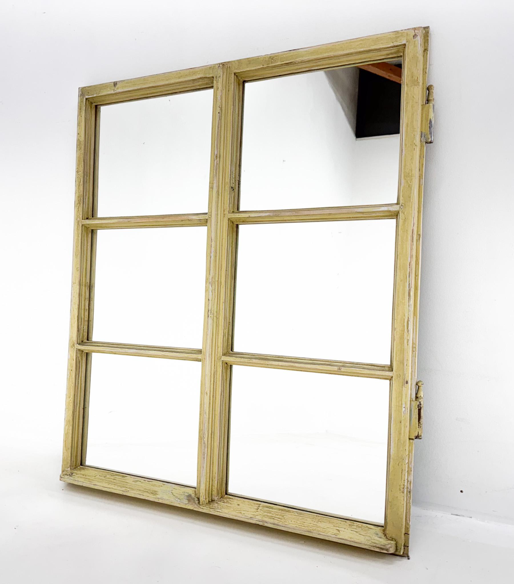 Vintage  Wooden Window Converted to a Mirror For Sale 1