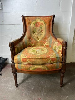 Vintage Woodmark Originals French Louis XVI-Style Bergere Armchair Chinoiserie