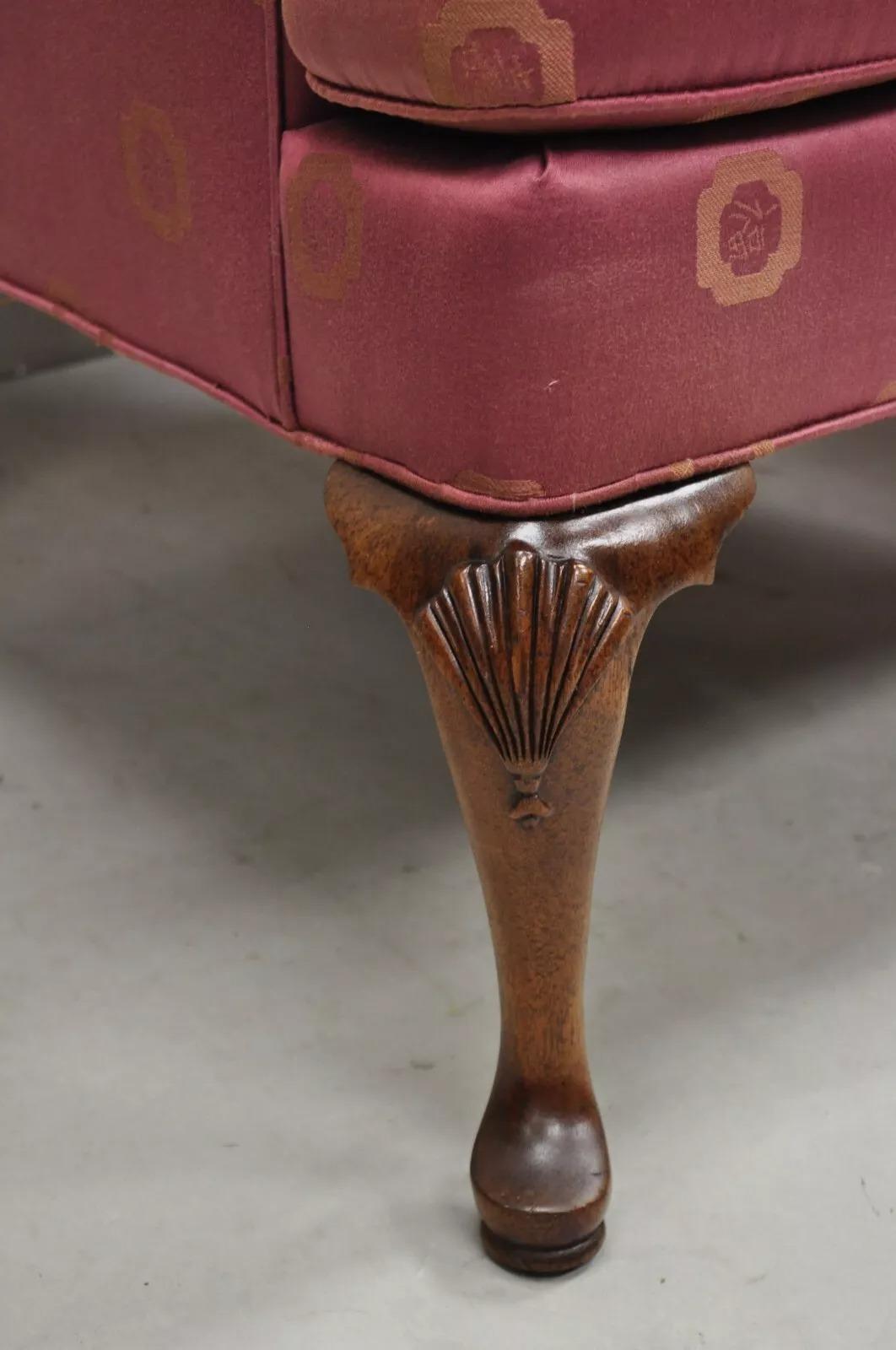 Vintage Woodmark Originals Queen Anne Style Mahogany Wingback Chairs - a Pair For Sale 4